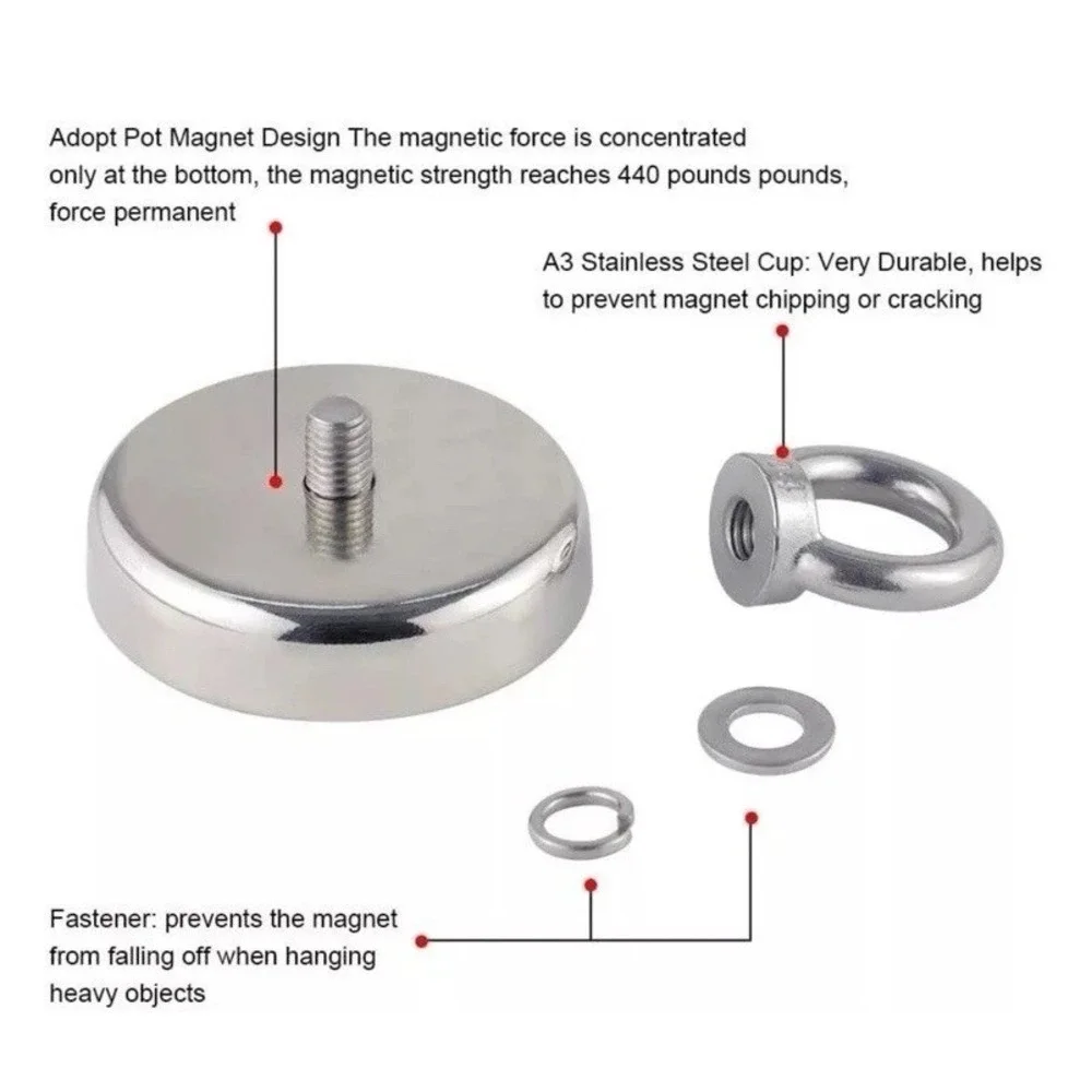 MAGNETS FISHING MAGNETS Super Strong Neodymium Round Eye Bolt M8